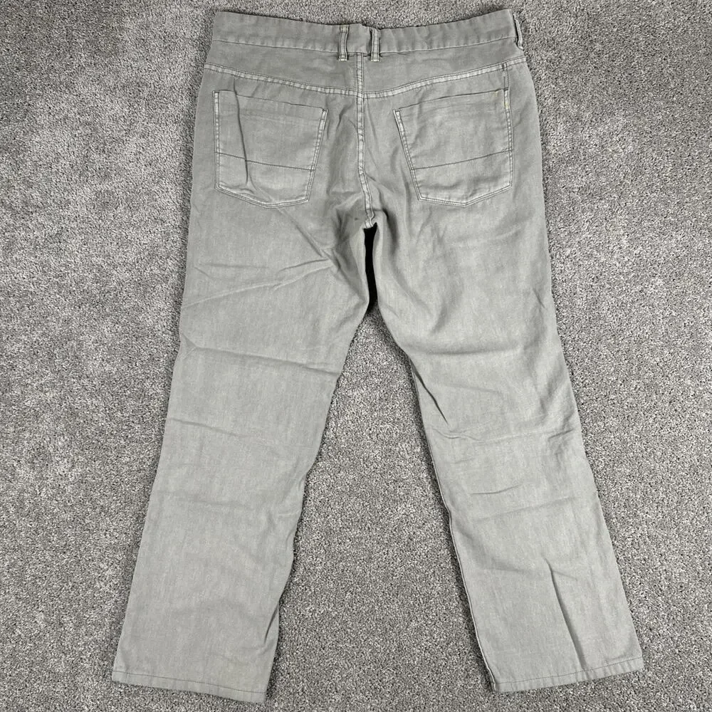 Tommy Bahama Pants Mens 38x34* Light Pigment Dye Gray Linen Cotton Blend (38x30)